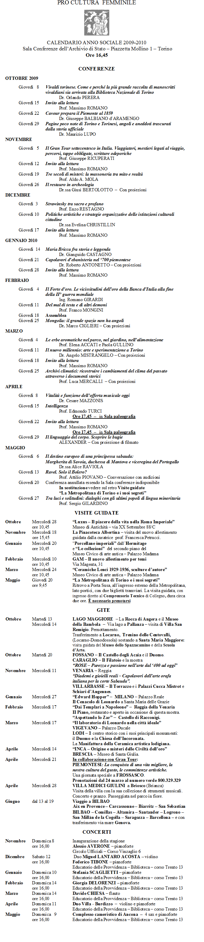 programma 2009-10 giusto